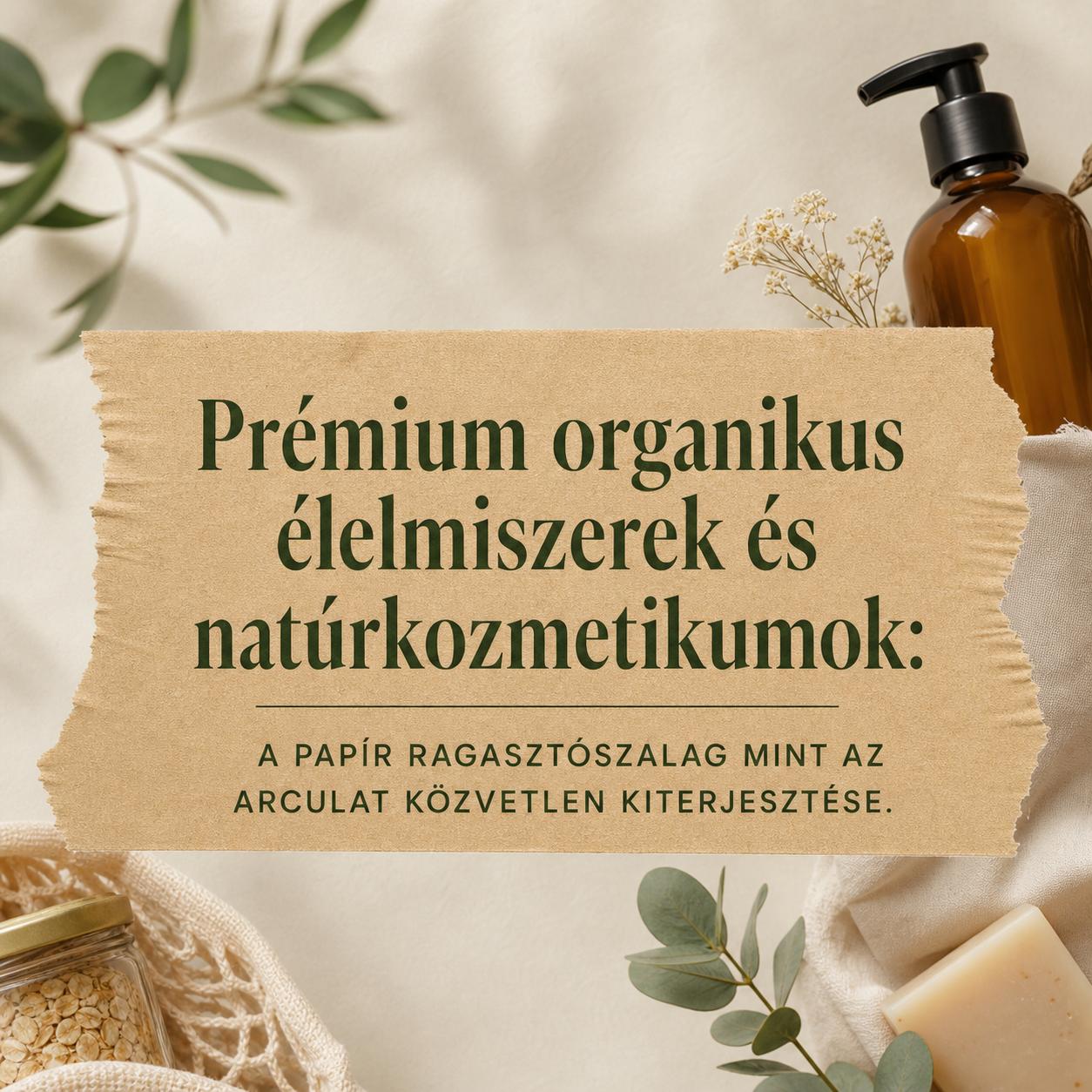 Prémium organikus élelmiszerek és natúrkozmetikumok: A papír ragasztószalag mint az arculat közvetlen kiterjesztése Prémium organikus élelmiszerek és natúrkozmetikumok: A papír ragasztószalag mint az arculat közvetlen kiterjesztése